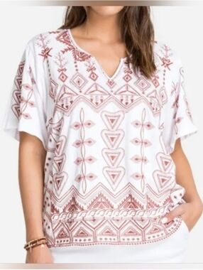 Johnny Was embroidered cotton top Fits Like M